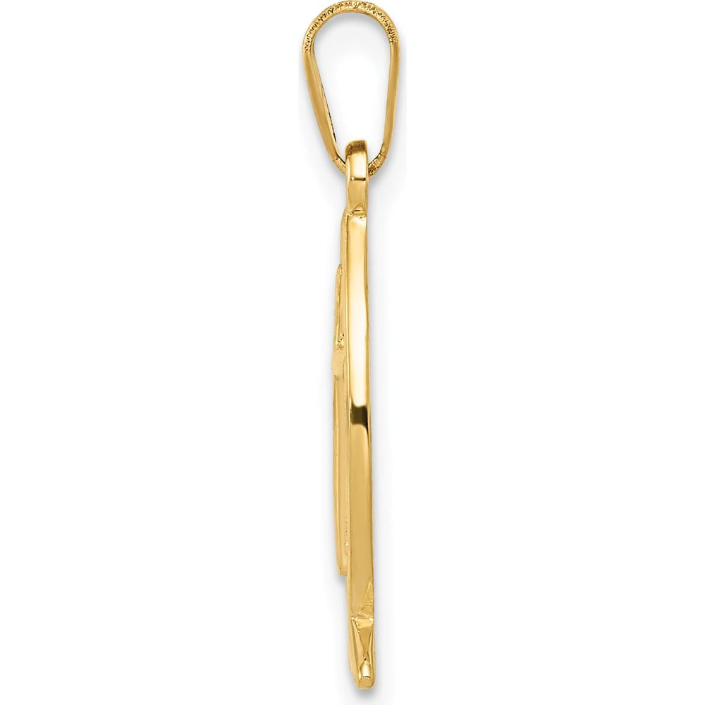 14K Yellow Gold Ichthus Fish Pendant with Cross Design - 25mm in Length by Oro Pregiato