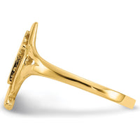 14K Yellow Gold Ichthus Ring with Cross - Faith-Inspired Religious Jewelry by Oro Pregiato