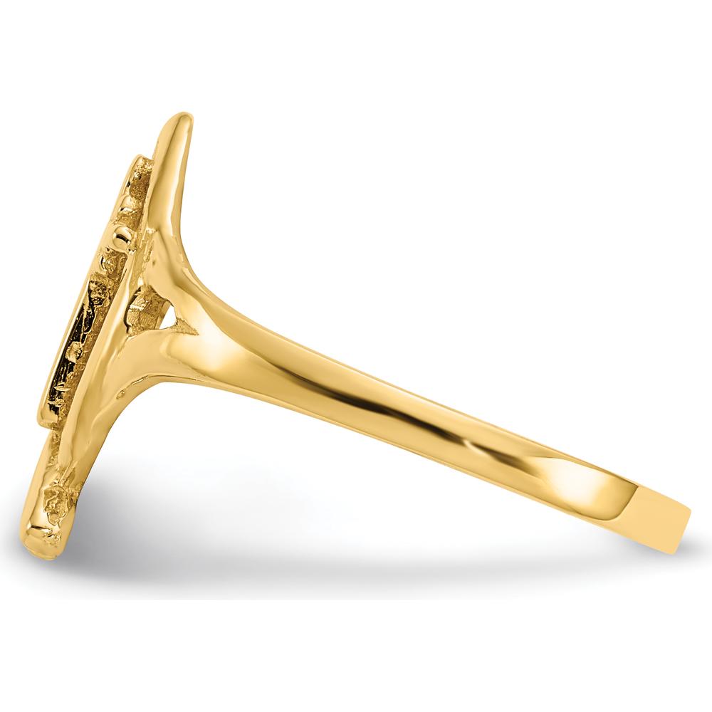 14K Yellow Gold Ichthus Ring with Cross - Faith-Inspired Religious Jewelry by Oro Pregiato