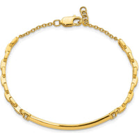14K Yellow Gold ID Bracelet with 0.11 Carats Round Diamonds and Extender by Oro Pregiato