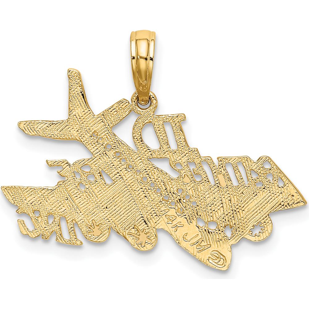14K Yellow Gold "I'D RATHER BE FLYING" Themed Charm - Polished Finish by Oro Pregiato