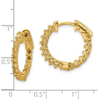 14K Yellow Gold In & Out Hoop Earrings with 30 Round Stone Mountings - 2.3mm Stone Size Each by Monteluci Fine Jewelry