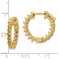 14K Yellow Gold In & Out Hoop Earrings with 30 Round Stone Prong Settings - 2.5mm Each by Monteluci Fine Jewelry