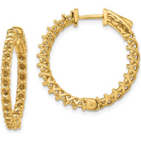 14K Yellow Gold In & Out Hoop Earrings with 48 Round Stone Prong Set Mountings - 2.3mm Stones Each by Monteluci Fine Jewelry