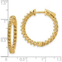 14K Yellow Gold In & Out Hoop Earrings with 48 Round Stone Prong Set Mountings - 2.3mm Stones Each by Monteluci Fine Jewelry