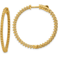 14K Yellow Gold In & Out Hoop Earrings with 98 Round Stone Mountings by Monteluci Fine Jewelry