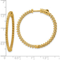 14K Yellow Gold In & Out Hoop Earrings with 98 Round Stone Mountings by Monteluci Fine Jewelry