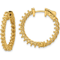 14K Yellow Gold In & Out Hoop Earrings with Prong Set Round Mountings - 44 Stones, 2.5mm Each by Monteluci Fine Jewelry