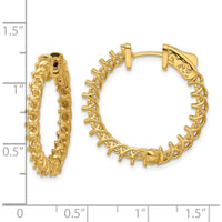 14K Yellow Gold In & Out Hoop Earrings with Prong Set Round Mountings - 44 Stones, 2.5mm Each by Monteluci Fine Jewelry