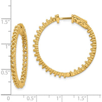 14K Yellow Gold In & Out Hoop Earrings with Prong Set Round Stone Mountings - 60 Stone Mountings by Monteluci Fine Jewelry