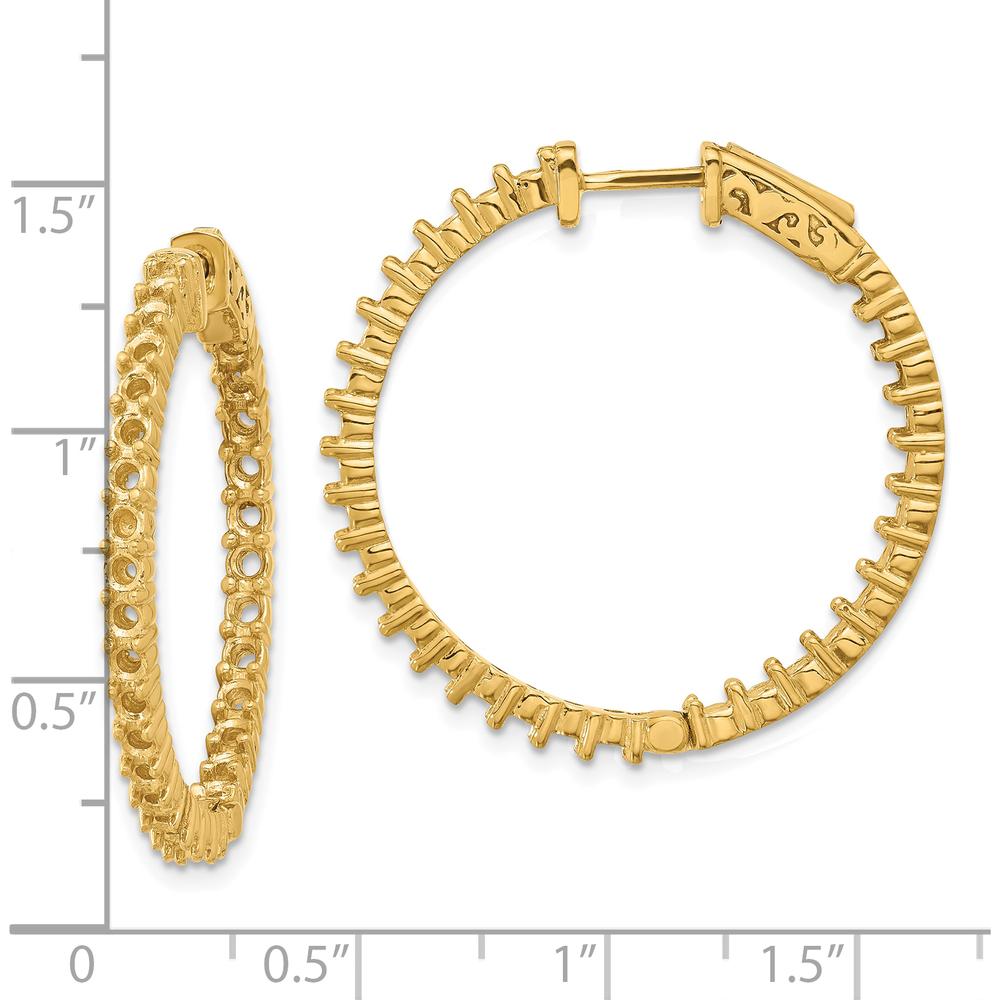 14K Yellow Gold In & Out Hoop Earrings with Prong Set Round Stone Mountings - 60 Stone Mountings by Monteluci Fine Jewelry