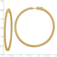 14K Yellow Gold In & Out Hoop Earrings with Prong-Set Round Stones - 1.6mm Each, Total Diamond Weight 0.98 Carat by Monteluci Fine Jewelry