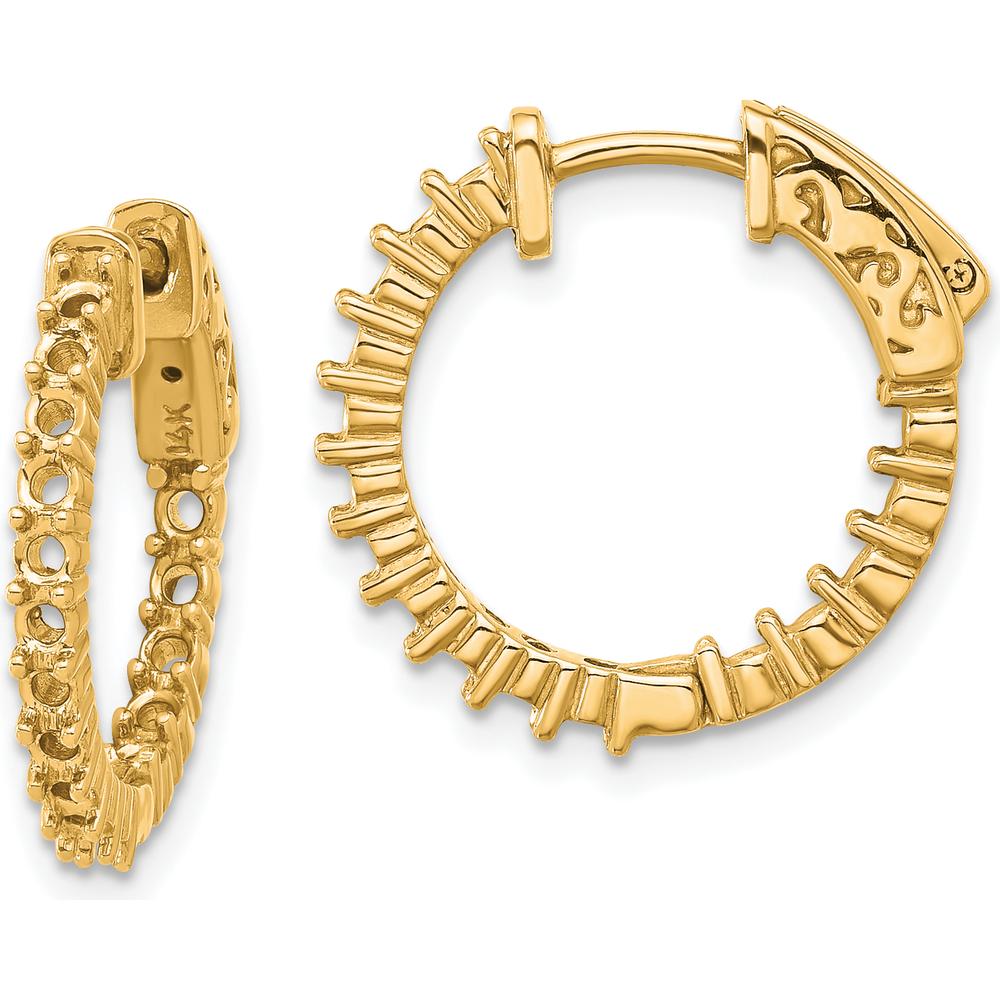 14K Yellow Gold In & Out Hoop Earrings with Prong Setting Mountings - 32 Round Stone Settings by Monteluci Fine Jewelry