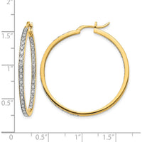 14K Yellow Gold In and Out Hoop Earrings with Round Diamonds - 0.018 Carat Total Diamond Weight by Monteluci Fine Jewelry