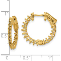 14K Yellow Gold In & Out Hoop Earrings with Round Stone Mountings - 36 Stone Settings by Monteluci Fine Jewelry