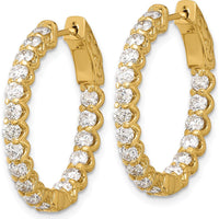 14K Yellow Gold In & Out Oval Hoop Earrings with 2.1 Carat Total Round Diamonds by Oro Pregiato