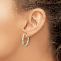 14K Yellow Gold In & Out Oval Hoop Earrings with 2.1 Carat Total Round Diamonds by Oro Pregiato