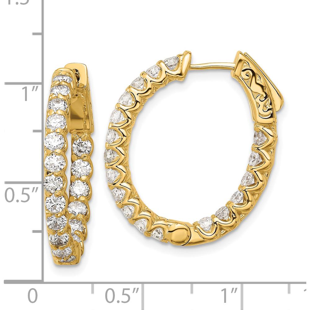 14K Yellow Gold In & Out Oval Hoop Earrings with 2.1 Carat Total Round Diamonds by Oro Pregiato