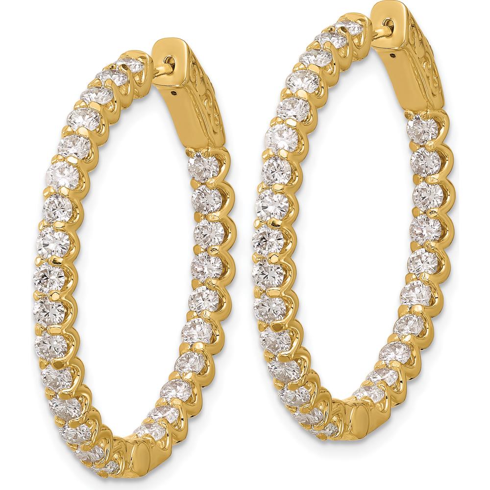 14K Yellow Gold In & Out Oval Hoop Earrings with 52 Round Diamonds - 0.059 Carat Total Diamond Weight by Oro Pregiato