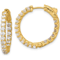 14K Yellow Gold In/Out Hoop Earrings with 38 Round Diamonds - 2.42 Carat Total Diamond Weight by Oro Pregiato