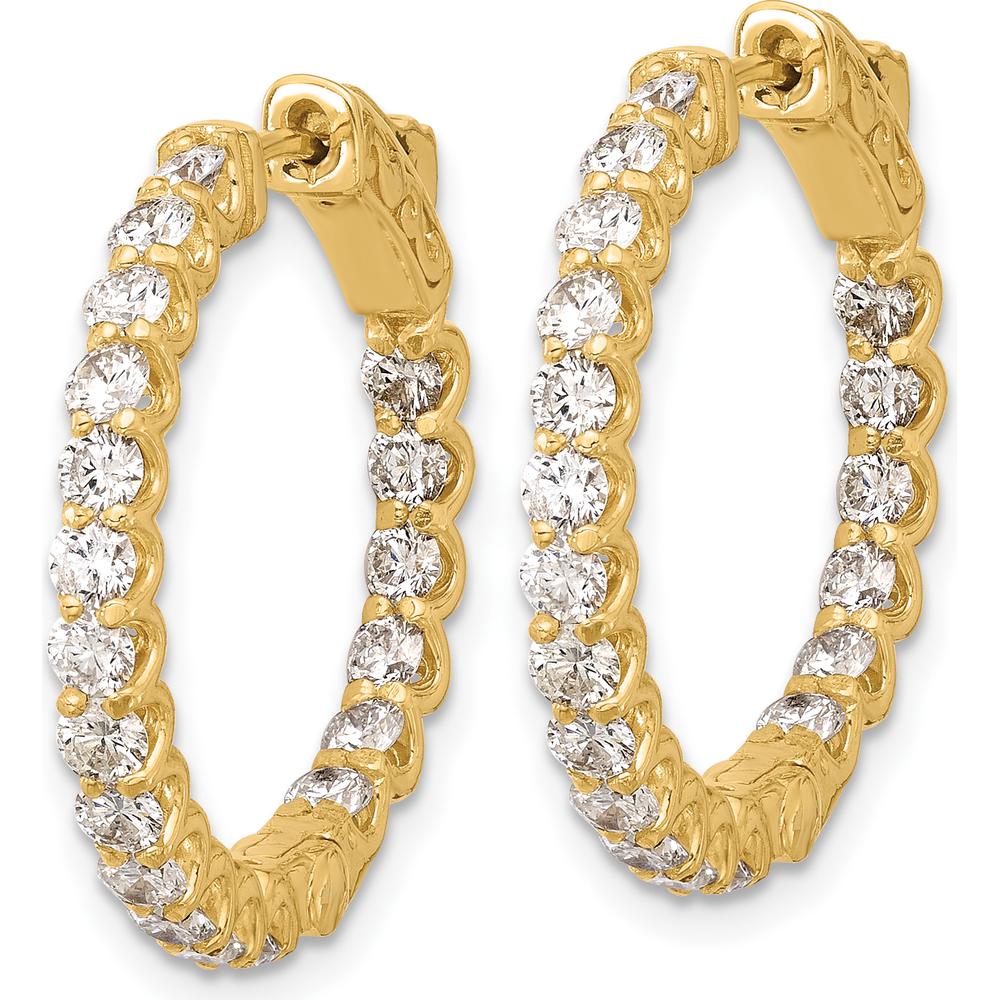 14K Yellow Gold In/Out Hoop Earrings with 38 Round Diamonds - 2.42 Carat Total Diamond Weight by Oro Pregiato