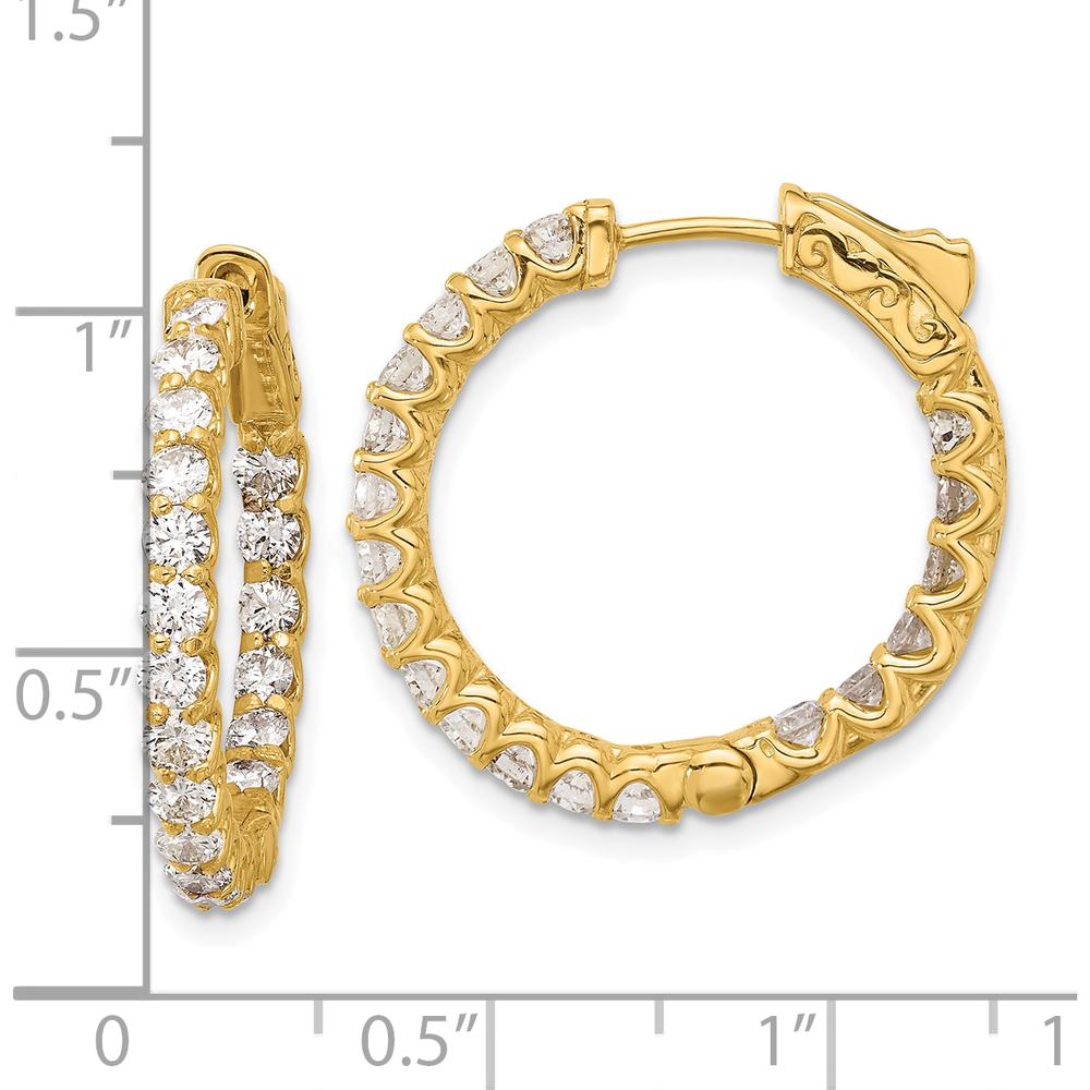 14K Yellow Gold In/Out Hoop Earrings with 38 Round Diamonds - 2.42 Carat Total Diamond Weight by Oro Pregiato