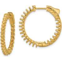 14K Yellow Gold In/Out Hoop Earrings with Safety Clasp - 23mm Length by Oro Pregiato