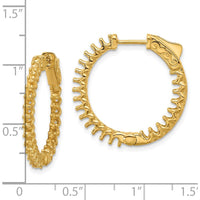 14K Yellow Gold In/Out Hoop Earrings with Safety Clasp - 23mm Length by Oro Pregiato