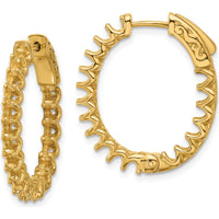14K Yellow Gold In/Out Oval Hoop Earrings with Safety Clasp - 2.1 Carat Total Weight Mountings by Oro Pregiato