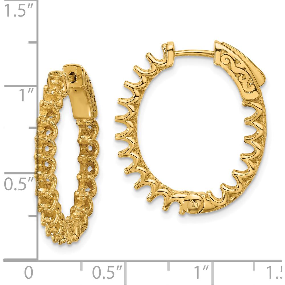 14K Yellow Gold In/Out Oval Hoop Earrings with Safety Clasp - 2.1 Carat Total Weight Mountings by Oro Pregiato
