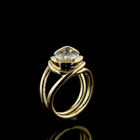 14K Yellow Gold Inclined Bezel Set Pear Shape Lab Grown Diamond Solitaire Ring - 3.50 Carat Total Diamond Weight - Covaloro Fine Jewelry