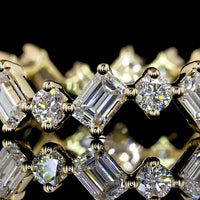 14K Yellow Gold Inclined Eternity Band with Alternating Emerald Cut and Round Cut Lab Diamonds - 1.28 Carats Total Diamond Weight - Covaloro Fine Jewelry