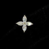 14K Yellow Gold Inclined Floral Marquise Diamond Stud Earrings - 0.68 Carats Total Weight Natural E-F VS+ Diamonds - Covaloro Fine Jewelry