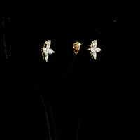 14K Yellow Gold Inclined Floral Marquise Diamond Stud Earrings - 0.68 Carats Total Weight Natural E-F VS+ Diamonds - Covaloro Fine Jewelry