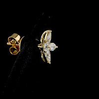 14K Yellow Gold Inclined Floral Marquise Diamond Stud Earrings - 0.68 Carats Total Weight Natural E-F VS+ Diamonds - Covaloro Fine Jewelry
