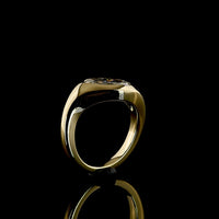 14K Yellow Gold Inclined Flush Set Solitaire Ring with 1.09 Carat Moval Cut Lab Diamond - E-F Color VVS2 Clarity - Covaloro Fine Jewelry