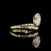 14K Yellow Gold Inclined Oval Cut Solitaire Ring with Bezel-Prong Setting - 2.01 Carat Lab Grown Diamond D VVS2 IGI Certified - Covaloro Fine Jewelry