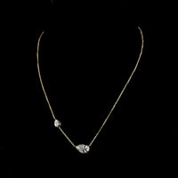 14K Yellow Gold Inclined Pear Shape Two Stone Pendant with Black Rhodium Accents - 2.63 Carat Total Weight Lab Diamonds (E-F Color, VS1 Clarity) - Covaloro Fine Jewelry