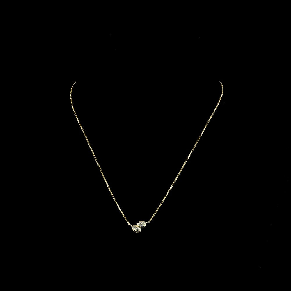 14K Yellow Gold Inclined Toi et Moi Pendant with Pear and Marquise Lab Diamonds - 0.39 Carat Total Weight - Covaloro Fine Jewelry