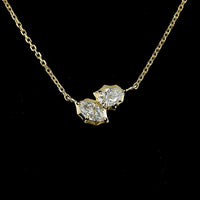 14K Yellow Gold Inclined Toi et Moi Pendant with Pear and Marquise Lab Diamonds - 0.39 Carat Total Weight - Covaloro Fine Jewelry