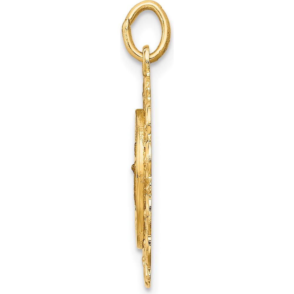 14K Yellow Gold Infant of Prague Solid Die-Struck Medal Pendant with Scalloped Edge by Oro Pregiato