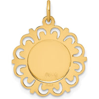 14K Yellow Gold Infant of Prague Solid Die-Struck Medal Pendant with Scalloped Edge by Oro Pregiato
