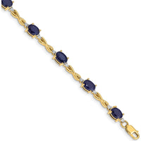 14K Yellow Gold Infinity Bracelet with Oval Sapphire and Round Diamonds - 0.87 Carats Total Gem Weight by Monteluci Fine Jewelry