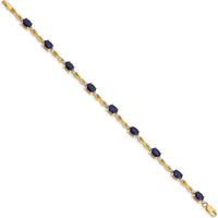 14K Yellow Gold Infinity Bracelet with Oval Sapphire and Round Diamonds - 0.87 Carats Total Gem Weight by Monteluci Fine Jewelry