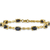 14K Yellow Gold Infinity Bracelet with Oval Sapphire and Round Diamonds - 0.87 Carats Total Gem Weight by Monteluci Fine Jewelry