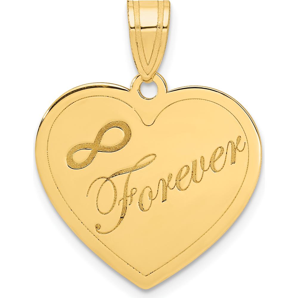 14K Yellow Gold Infinity FOREVER Laser Cut Heart Pendant - 25mm by Oro Pregiato