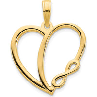 14K Yellow Gold Infinity Heart Pendant Charm - 17.12mm Length, 18.21mm Width by Oro Pregiato
