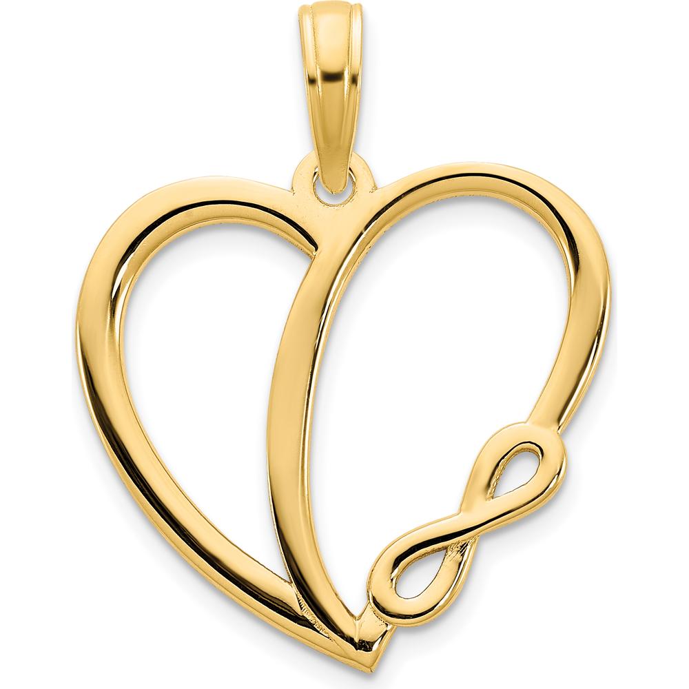 14K Yellow Gold Infinity Heart Pendant Charm - 17.12mm Length, 18.21mm Width by Oro Pregiato