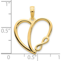 14K Yellow Gold Infinity Heart Pendant Charm - 17.12mm Length, 18.21mm Width by Oro Pregiato