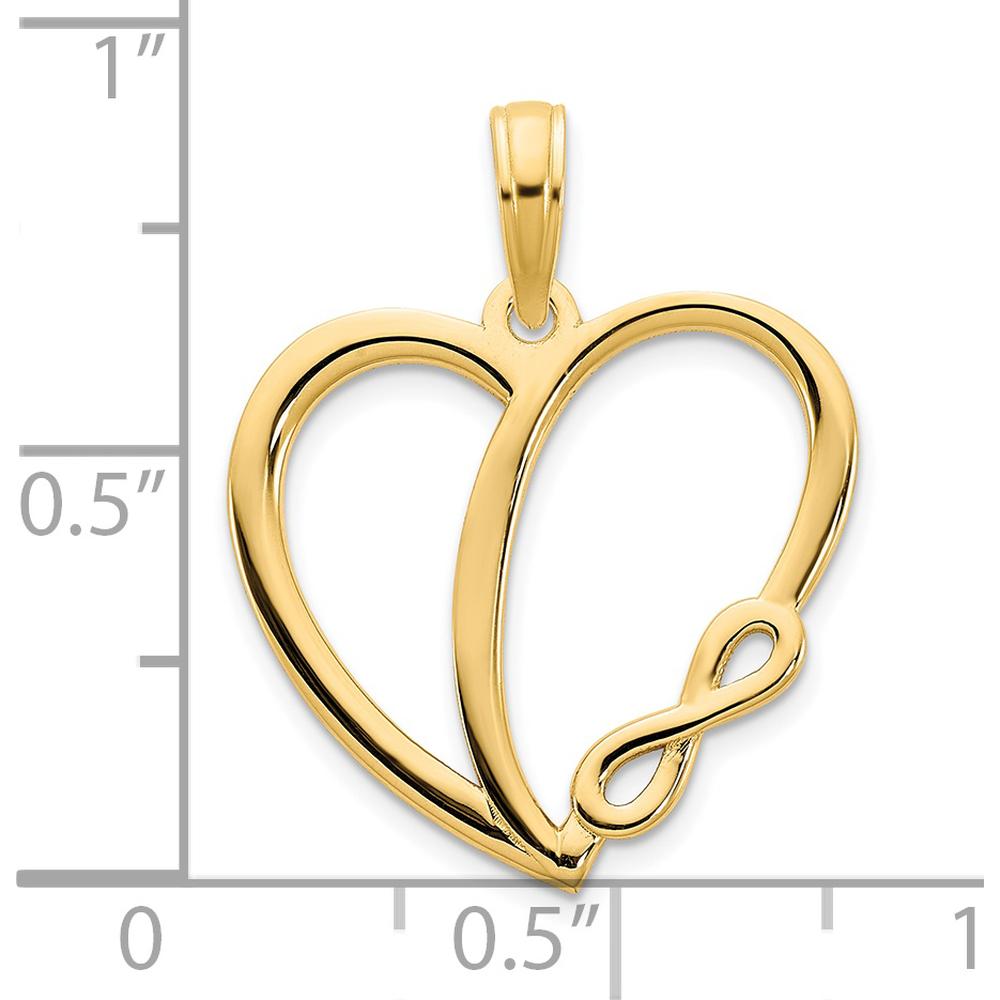 14K Yellow Gold Infinity Heart Pendant Charm - 17.12mm Length, 18.21mm Width by Oro Pregiato